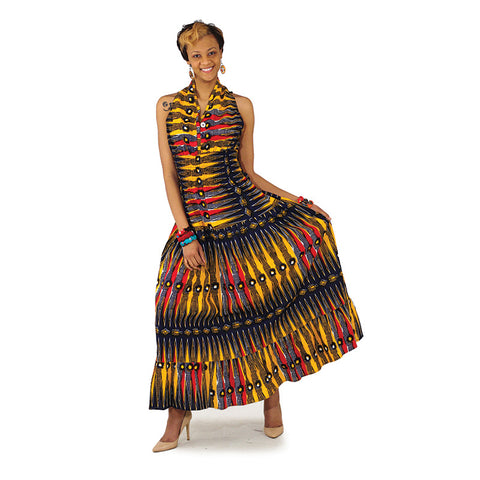 Sleeveless African Print Dress