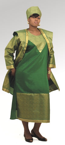 African Golden Dress With Jacket Set
